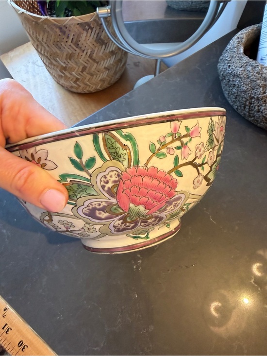 Vintage Other - Vintage Floral Ceramic Bowl in Pink, Green and Purple by Vintage